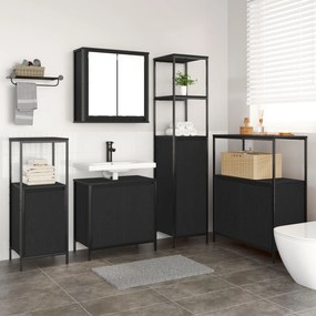 Set di mobili da bagno 5 pezzi in legno ingegnerizzato rovere nero