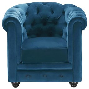 Poltrona CHESTERFIELD in velluto Verde petrolio