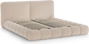 Letto matrimoniale imbottito greige con contenitore con rete inclusa 180x200 cm Solange – Micadoni