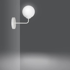 Applique Moderna 1 Luce Susanoo In Acciaio Bianco E Vetro A Sfera Bianco