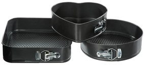 Set 3 tortiere a cerniera tonda, quadrata e cuore