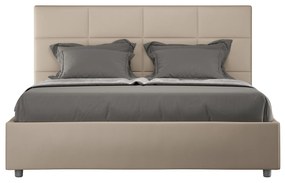 Letto matrimoniale contenitore imbottito 160x200 similpelle tortora Mika