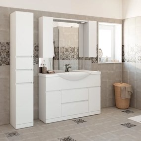 Mobile bagno da terra con lavabo L 120 x H 190 x P 33.5 cm bianco lucido, 2 ante 1 cassetto per vasca centrale Elise