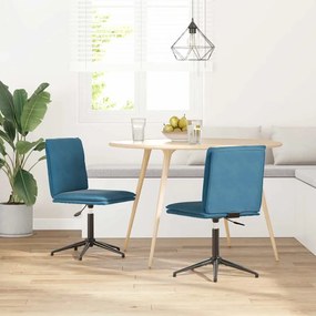 Sedie Da Pranzo 2 Pz Blu İn Velluto /