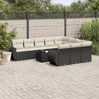 Set Divani da Giardino 11 pz con Cuscini in Polyrattan Nero 3221895