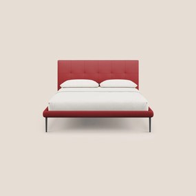 Midori letto imbottito trapuntato in ecopelle con piedini alti T04