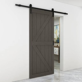 Porta scorrevole reversibile Kentucky in legno marrone, L 96 x H 215 cm, con binario Country nero