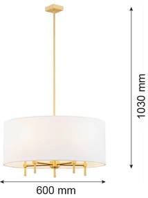 Argon 2132 - Lampadario a sospensione con filo ABBANO 5xE14/7W/230V ottone/bianco