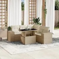 Set Divano da Giardino 6 pz con Cuscini Beige in Polyrattan 3269158