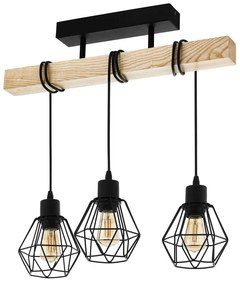Lampadario nero/di colore naturale TOWNSHEND 5 – EGLO