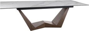 Tavolo allungabile Bonucci Ceramic STATUARIO VENATO in bianco/noce - L200-250 cm