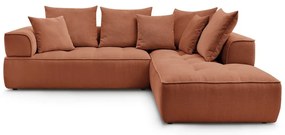 Divano angolare color terracotta (penisola a destra/a L) con rivestimento in ciniglia Whesley – Bobochic Paris