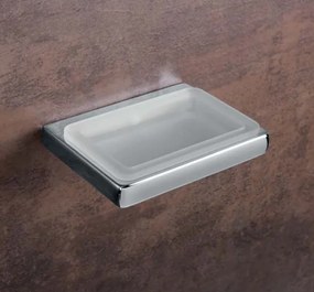 Colombo Lulu B6201 Porta Sapone a muro in Vetro Acidato Naturale cromo