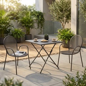 ROMANUS - set tavolo in metallo cm 70 x 70 x 72 h con 2 poltrone Maris