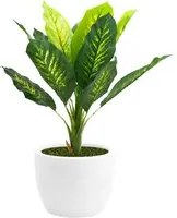 Pianta Artificiale Dieffenbachia 90 cm Con Vaso Nicoli Hera 40 Incluso - colore: Matt Bianco - P03-V03-B