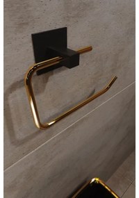 Porta carta igienica in metallo 8x16 cm nero/oro