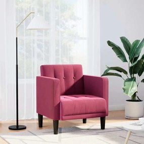 Divano Sedia Con Braccioli Rosso Vino 53 Cm İn Velluto /