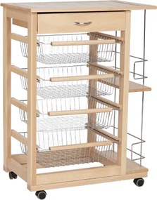 Carrello da cucina portafrutta con portabottiglie LANDHELL Naturale