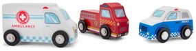 Set di mini veicoli di soccorso in legno - 3 pezzi