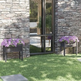 Fioriere Da Giardino 2 Pz Grigie 70x31x70 Cm İn Legno Di Pino /