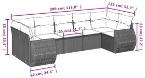 Set Divani da Giardino con Cuscini 7pz Nero Polyrattan