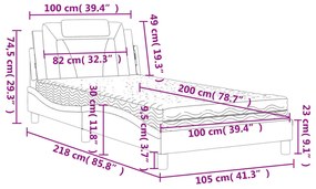 Letto con Materasso Marrone 100x200cm in Similpelle