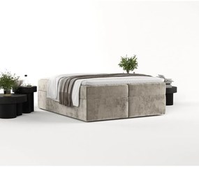 Letto boxspring marrone chiaro con contenitore 180x200 cm Yoko - Maison de Rêve