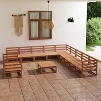 Set Divani da Giardino 12 pz Marrone Miele in Massello di Pino 3075942