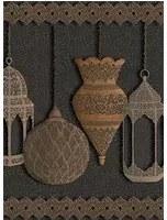 Cole & Son Carta da parati Fez - Silver/ Bronze On Charcoal