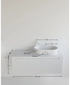 Mobile da bagno sotto lavabo bianco laccato L 120.5 x H 46 x P 46 cm 1 cassetto, lavabo non incluso