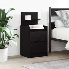 Comodini Con 2 Cassetti 2 Pz Rovere Nero 38x34x80 Cm /