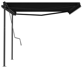 Tenda da Sole Retrattile Manuale con Pali 4x3,5 m Antracite