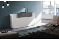 Credenza Coro Moderna 3 Ante Colore Bianco Lucido E Report