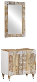 Set Mobili Da Bagno 2pz İn Legno Massello Di Mango /