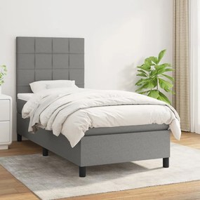 Giroletto A Molle Con Materasso Grigio Scuro 90x200 Cm Tessuto /