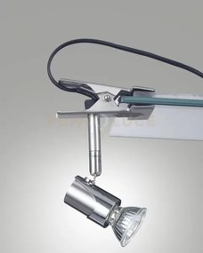 Alice spot 1 luce nichel satinato con pinza s/l attacco gu10