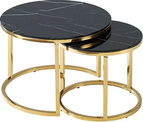 Set di Tavolini da caffè Muse II effetto marmo nero/oro