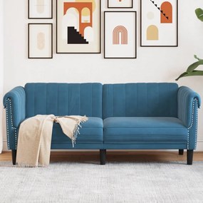 Divano A 2 Posti Blu İn Velluto /