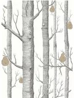 Cole & Son Carta da parati Woods & Pears - Black/ White/ Gold