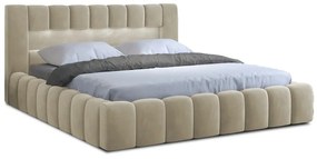 Letto matrimoniale imbottito beige con contenitore con rete inclusa 160x200 cm Lamica – ELTAP
