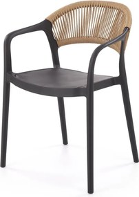 Sedia K582 in polipropilene e corda – nero / naturale – 56x55x78 cm