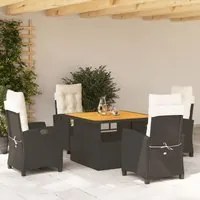 Set da Pranzo da Giardino 5 pz Nero con Cuscini in Polyrattan 3277376