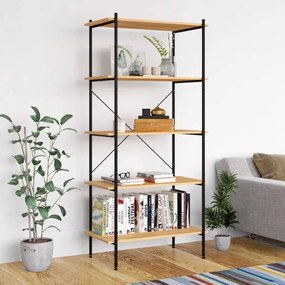 Scaffale Con 5 Mensole Nero E Rovere 80x40x163 Cm /