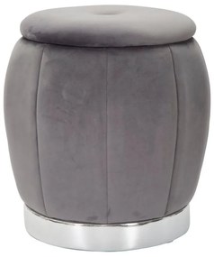 Pouf Contenitore Chic Paris Grigio/Silver Ø 43 cm