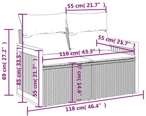 Set Divani da Giardino 14pz con Cuscini in Polyrattan Grigio