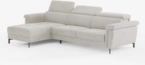 Capri Divano letto angolare con penisola contenitore e poggiatesta reclinabili - elegante tessuto smacchiabile T30