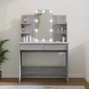 Toeletta con led grigio sonoma 96x40x142 cm