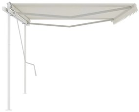 Tenda da Sole Retrattile Manuale con Pali 5x3,5 m Crema