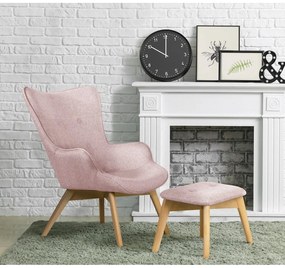 Poltrona con poggiapiedi rosa chiaro Niko – Ropez