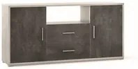 Madia Credenza Mobile 2 ante con 2 cassetti 174x41x84H design moderno in kit colore Ossido bianco e Ossido nero